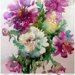 WATERCOLOR FLOWER RICE PAPER COLECTION WHITE GROUND WFC-028 60X60
