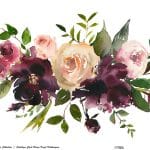 WATERCOLOR FLOWER RICE PAPER COLLECTION WHITE GROUND WFCR-006 60X140