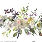 WATERCOLOR FLOWER RICE PAPER COLLECTION WHITE GROUND WFCR-020 60X140