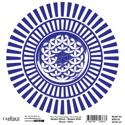 Modern Ethnic Round Decoupage Rice Paper MER-02 30x30
