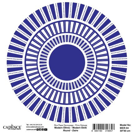 Modern Ethnic Round Decoupage Rice Paper MER-04 30x30