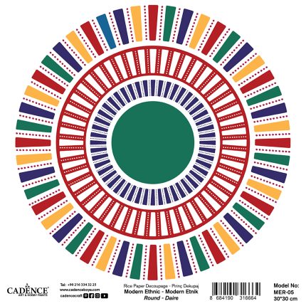 Modern Ethnic Round Decoupage Rice Paper MER-05 30x30