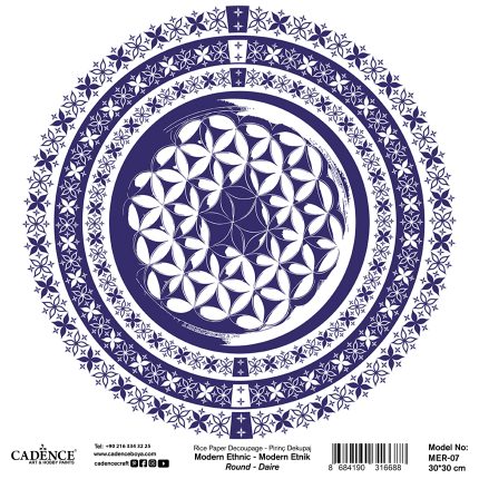 Modern Ethnic Round Decoupage Rice Paper MER-07 30x30