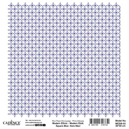 Modern Ethnic Square Decoupage Rice Paper Blue MESB-03 30X30