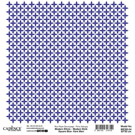 Modern Ethnic Square Decoupage Rice Paper Blue MESB-04 30X30