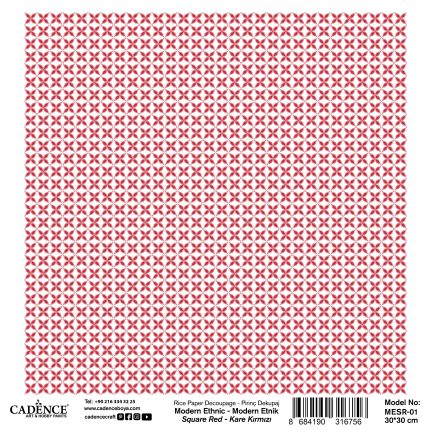 Modern Etnik Kare Pirinç Kağıt Koleksiyonu Kırmızı MESR-01 30X30