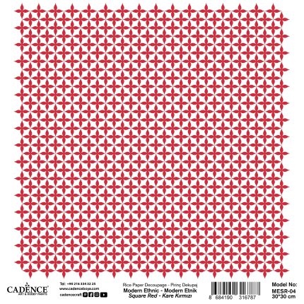 Modern Etnik Kare Pirinç Kağıt Koleksiyonu Kırmızı MESR-04 30X30